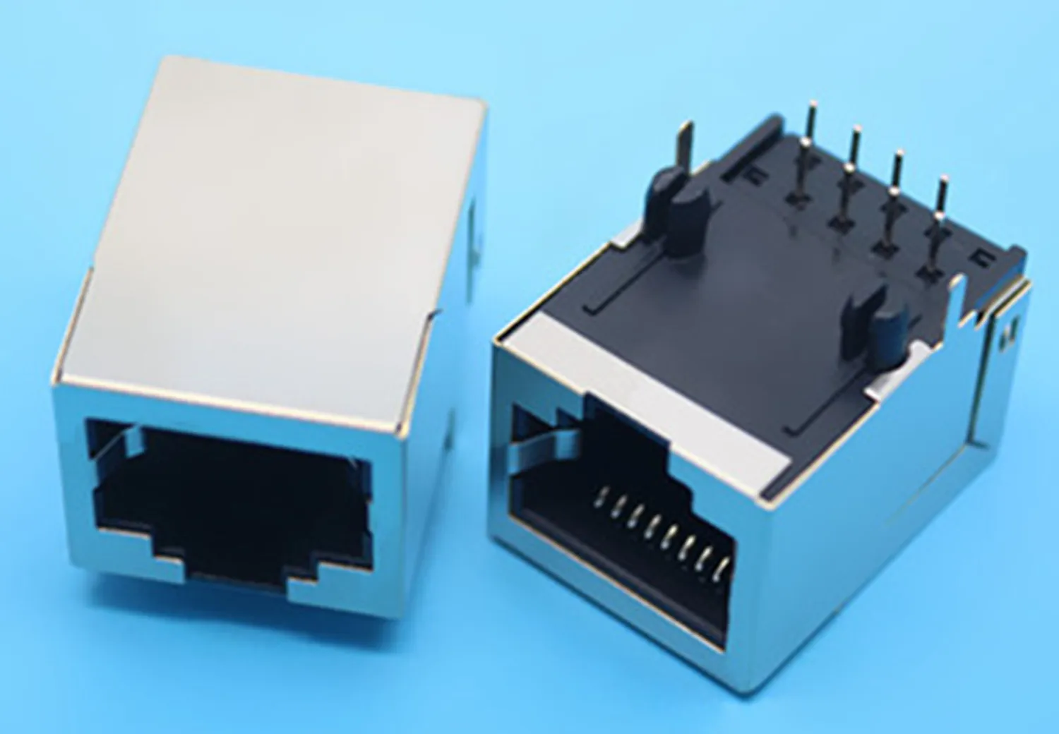 2PCS RJ45 Socket 90 Degree Right Angle PCB Shielded Network Connector Long Body Rear