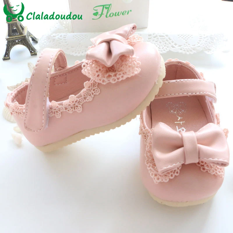 2015 Spring/Autumn Baby Girl Shoes Cute Lace Bowknot Princess First Walkers Enfant PU Leather Shoes For Party Size 4-9.5