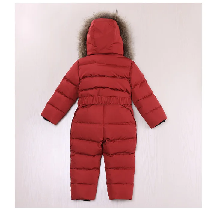 Одежда для маленьких мальчиков зимний капюшон с натуральным мехом детский Пуховый комбинезон комбинезоны для девочек ветрозащитные спортивные зимние комбинезоны