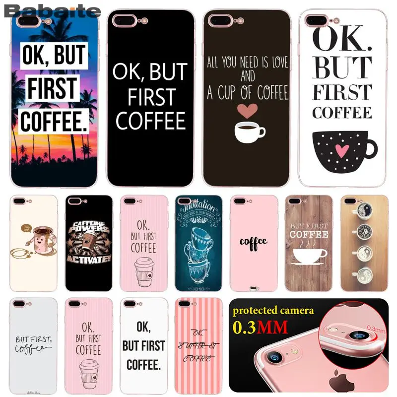 Чехол для телефона Babaite Ok But First Coque iPhone X XS MAX 6 6S 7 7plus 8 8Plus 5 5S XR дюйма|Чехлы-накладки| |