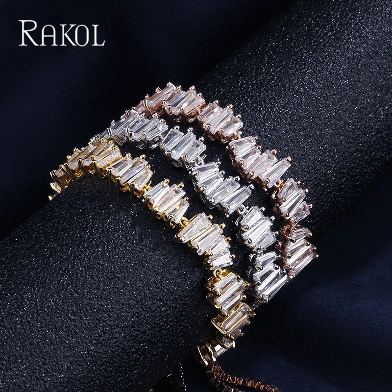 RAKOL Delicate Cubic Zircon Cluster Luxury Shiny Bracelets&Bangles For