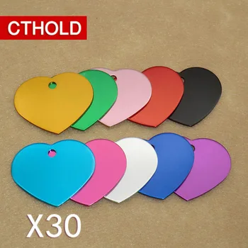 

CTHOLD 30pcs heart customized pet dog id tags personalized engraved cat Aluminium Pendant Anti-lost new Pet Product Wholesale