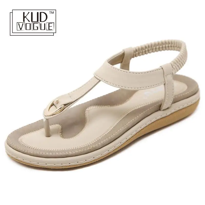 

KUDVOGUE Summer Shoes Women Bohemia Ethnic Flip Flops Soft Flat Sandals Woman Casual Comfortable Plus Size Wedge Sandals 35-45