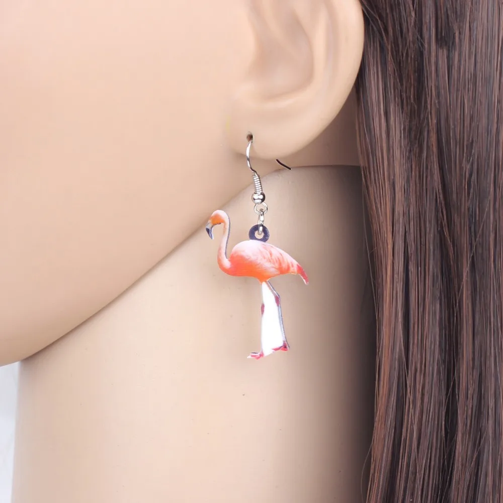 Acrylic Elegant Flamingo Bird Earring Long Drop Dangle For Women Fashion Jewelry