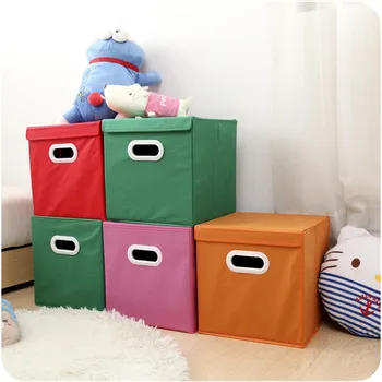 

Folding Cover Storage Box For Toys Clothing Handle Storage Basket Containers Organizer Sundries Cardboard Storage Boxes