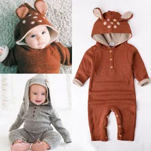 Baby Knit Clothes Children's Winter Overalls Deer Bodysuit Jumpsuit Overalls For Newborn Coverall Winter Child