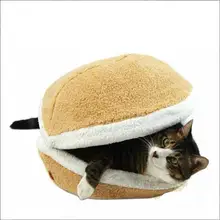 Гамбургер для домашних животных, кошек, кошечек, кошек, собак, подстилка, гнездо для сна, коврики для дома, диван, съемный, термо, скрытый, гамбургер булочка для домашних животных