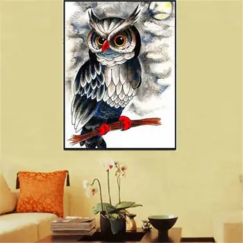 

3D Diamond Painting Full Drill Round Great Owl Wonderful Diamond Embroidery Animal Full Square Patterns Wall Sticker Home Decor