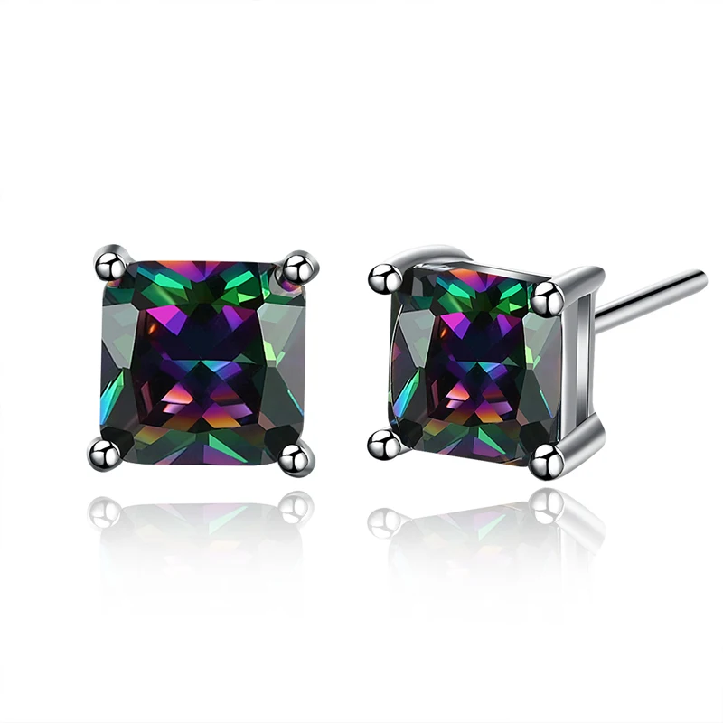 

JEXXI Top Quality European Square Cubic Zirconia Crystal Wedding Earrings Fashion Top White Gold Color Stud Earring Jewelry