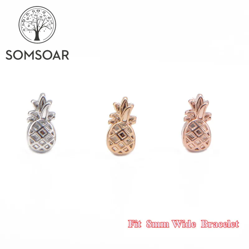 

Somsoar Jewelry Pineapple Slide Charms fit 8mm Wide Leather Wrap Bracelet Wristband for child Toddler/Women 10pcs/lot