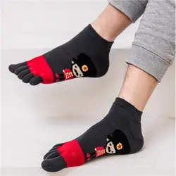 3 пары пятизнанных носков мужские носки из чистого хлопка с милым носком
