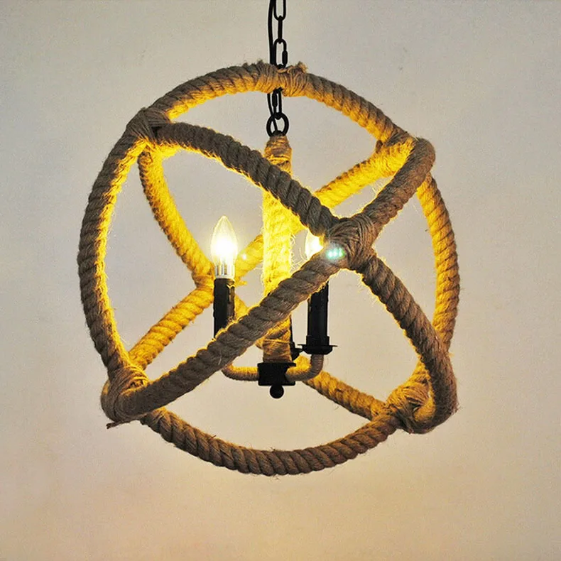 

Rope Pendant Lights Lamps 3-Light Verlichting Suspension Luminaire Hanglamp Rope Vintage Lustre Iluminacion