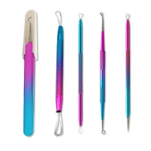 Kakusan всех цветов радуги для удаления угрей нос из нержавеющей стали инструмент для удаления угрей с зеркалом