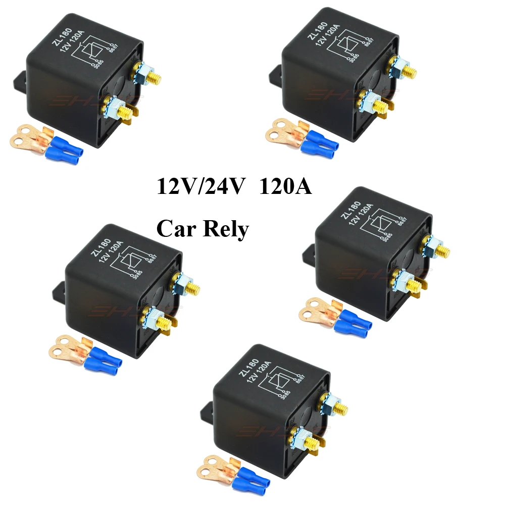 5pcs 12v 24v 120a 4 Pin Car Relay Box Battery Switch For