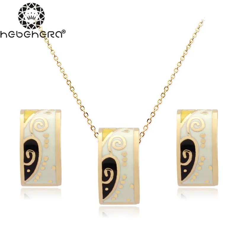 New Luxury Round Enamel Bridal Jewelry Set Earring & Pendant Necklace Enamel Bridal Wedding Jewelry Sets Free Shipping GM01