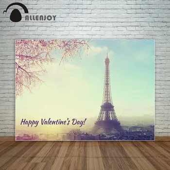 

Allenjoy Eiffel tower flowers at sunset Love and travel romantic backdrop Valentine's Day photo background fund photocall