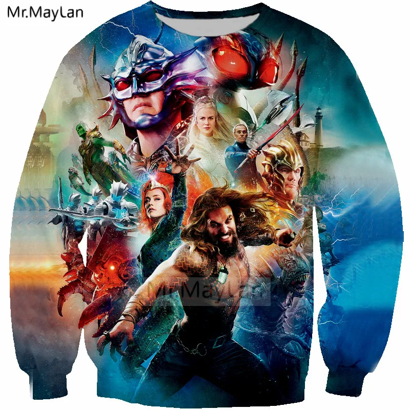 2018 New Design Movie Aquaman 3D Print Jackets Men/women Hiphop Streetwear Cool Hoodies Boy Hipster Fashion Clothes Man Tops 5XL