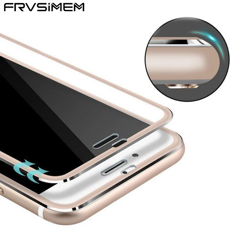 

FRVSIMEM Aluminum alloy Tempered Glass Film 3D Curved Real Full Cover Protector For iphone 6 6s 7 5 5s SE 5C 8 Plus X 10