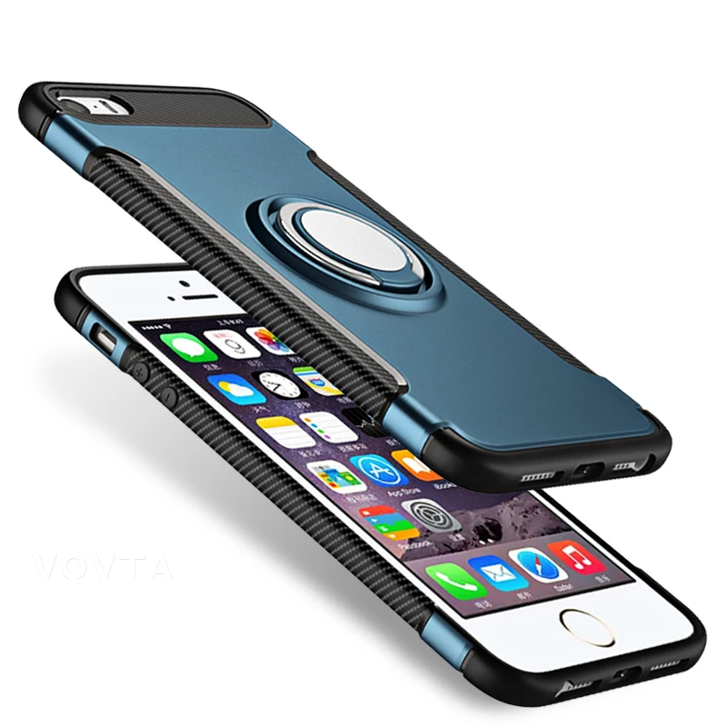 VOVTA Luxury Anti-knock case for iPhone 5 5s SE  Metal Ring Bracket case Shockproof Rugged Armor Phone Cover for iPhone5 5S SE11