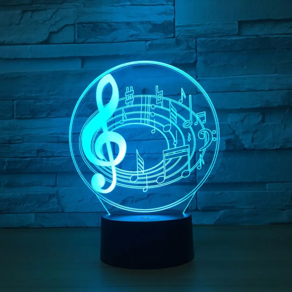 Музыкальные заметки Креативный светодиодный 3D ночник USB Красочный Настроение Настольный декоративный светильник для сна для малышей атмосфера лампа лучшие подарки