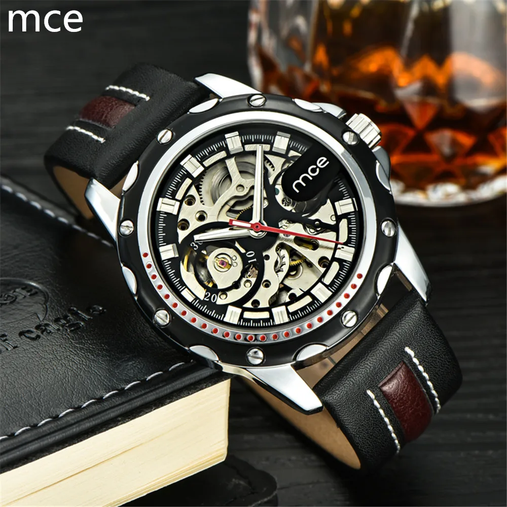 Prix pour MCE Hommes Montres Top marque De Luxe Mécanique Montres Bande de Cuir Or Squelette Montre Mécanique Pour Hommes Relojes Hombre 2016 Prix pour MCE Hommes Montres Top marque De Luxe Mécanique Montres Bande de Cuir Or Squelette Montre Mécanique Pour Hommes Relojes Hombre 2016