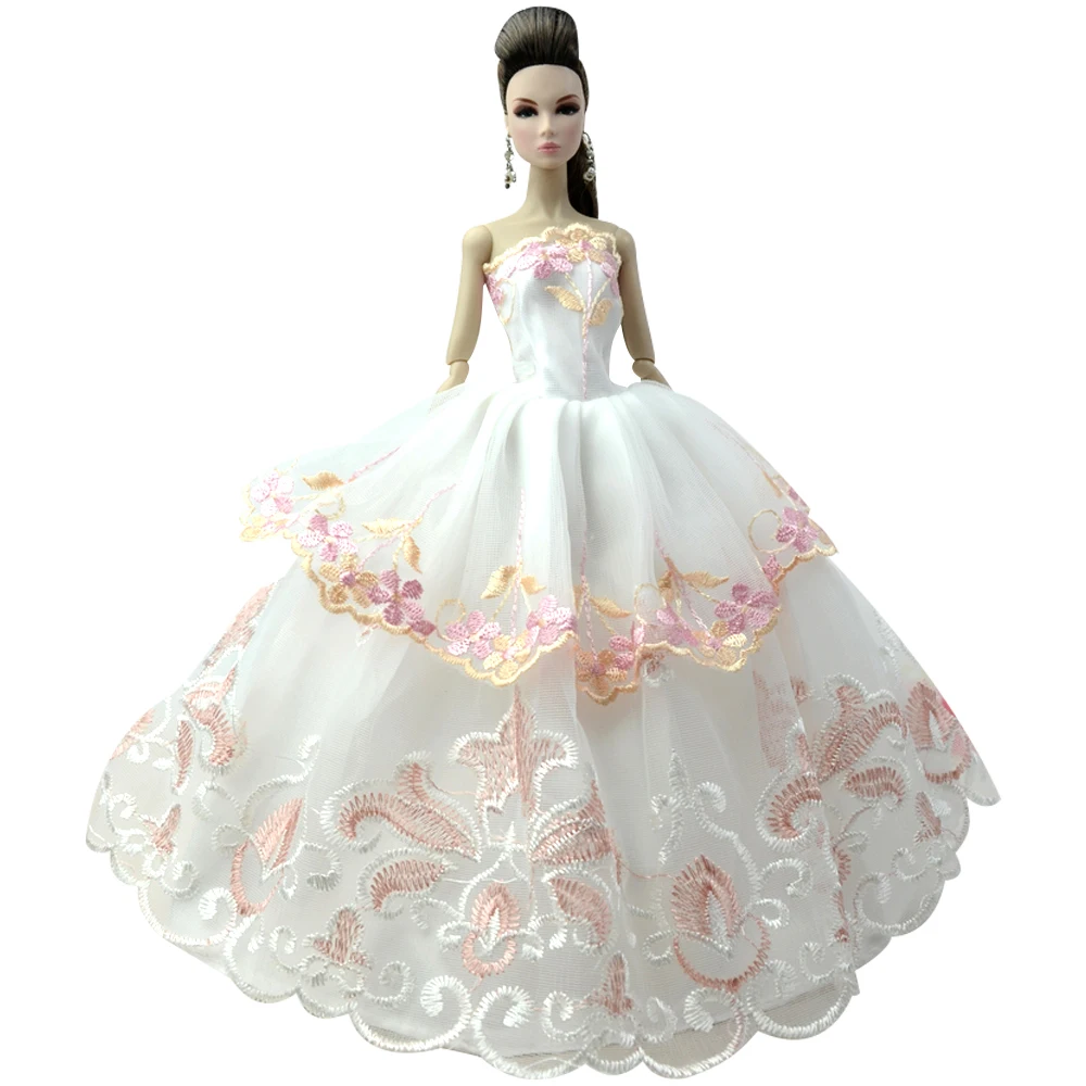 NK 1 шт. модное свадебное платье принцессы благородные вечерние платья для куклы Барби модный дизайн наряд лучший подарок аксессуары JJ