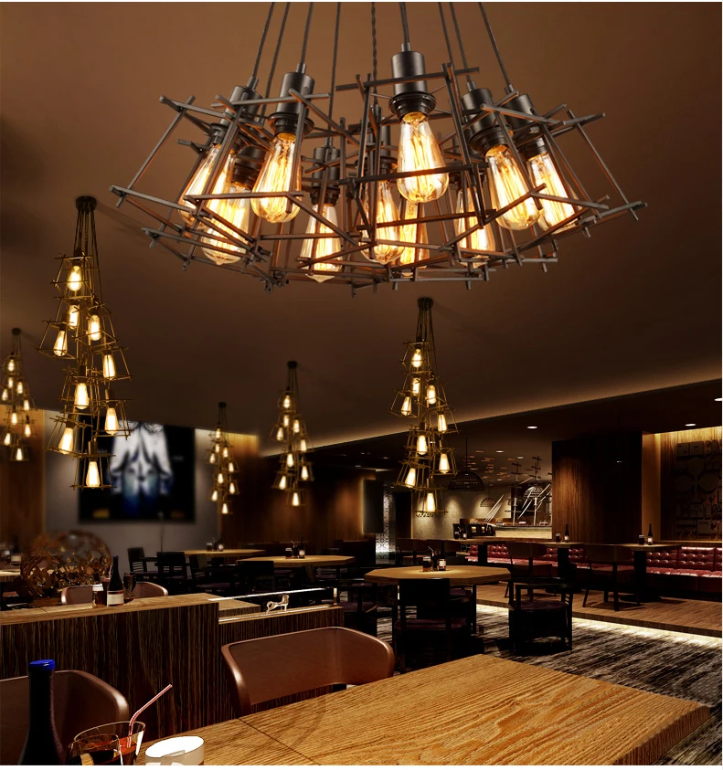 Online Get Cast Iron Lighting Fixtures Aliexpress American Loft Vintage Pendant Light Personality Wrought Iron Lights Edison Nordic Lamp Cage Lighting Fixtures