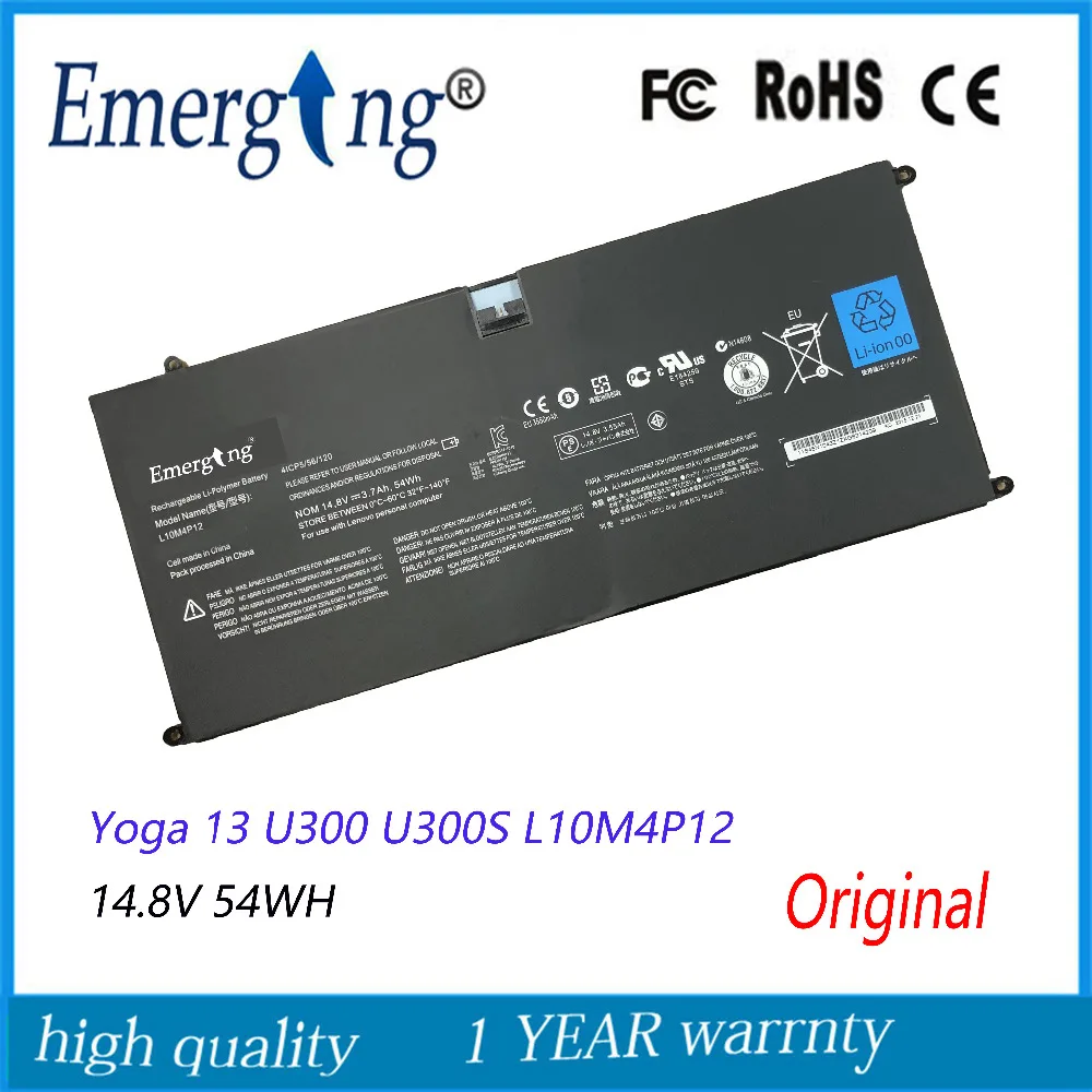 14.8V 54Wh New Original Laptop Battery for Lenovo LENOVO IdeaPad Yoga 13 U300 U300S L10M4P12 14.8V 54Wh New Original Laptop Battery for Lenovo LENOVO IdeaPad Yoga 13 U300 U300S L10M4P12