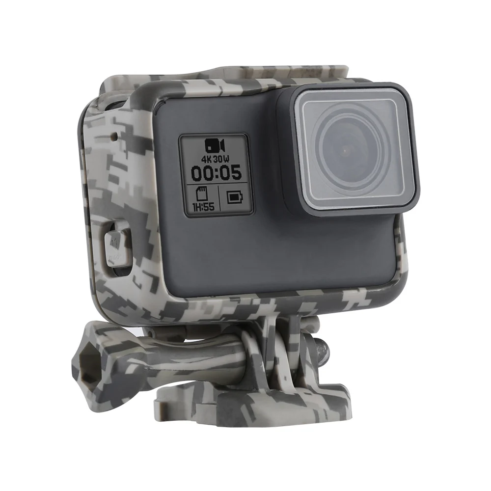 

TELESIN Frame Case Camouflage Housing Frame Mount with Buckle Tripod Mount for GoPro Hero 5 Hero 6 Black Hero 7 Accessories-Grey