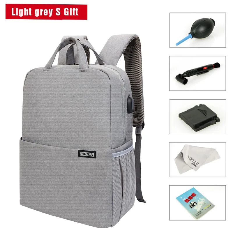 CADeN L5 II камера цифровой рюкзак камера видео водонепроницаемая сумка для ноутбука Досуг Школа Фото сумка для Canon Nikon - Цвет: Light grey S Gift