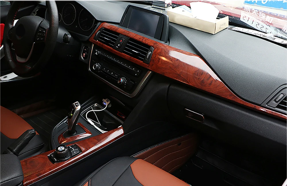 WENJING Car Dashboard Panel High Glossy Wood Grain Vinyl Trim Film Sticker Decor Protector DIY Film Car Interior Moulding Stylish Color Name : 30x100cm