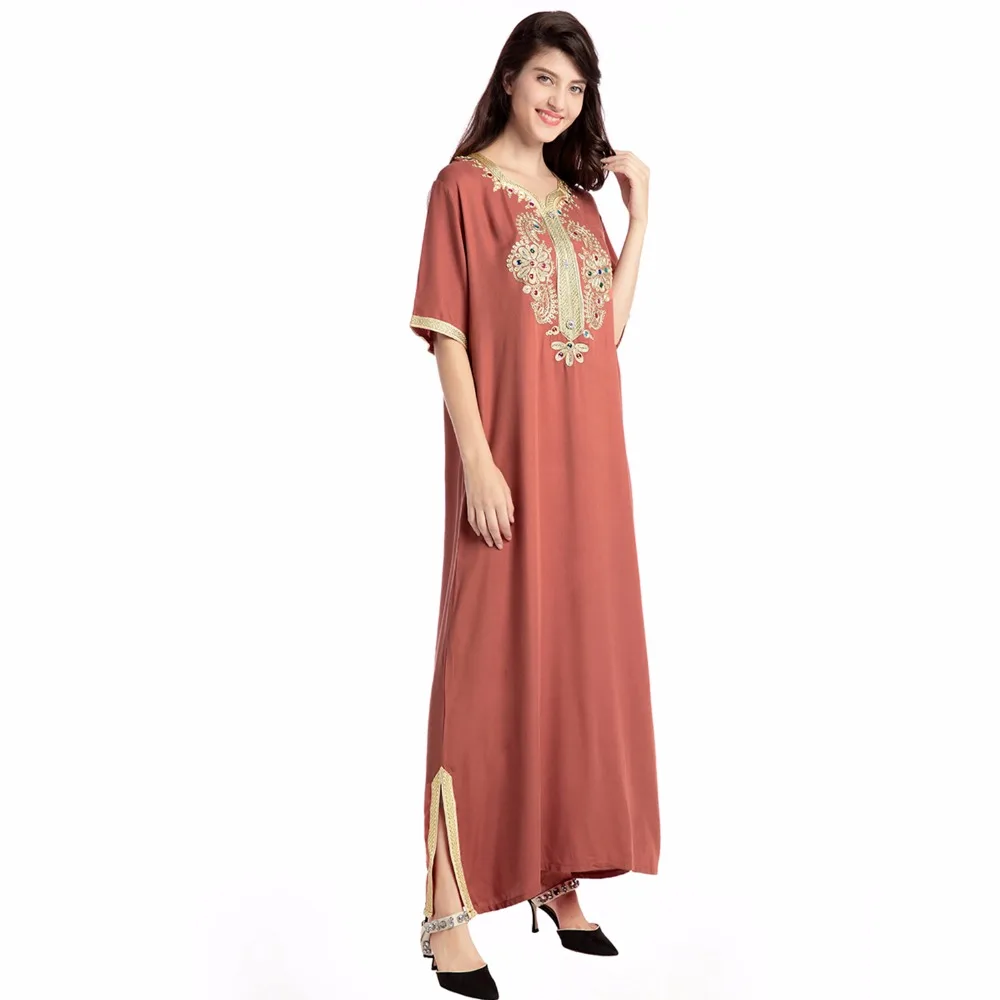 Мусульманское женское платье с длинным рукавом Макси длинное платье мусульманская одежда марокканский кафтан элегантное этническое винтажное платье Туника 06