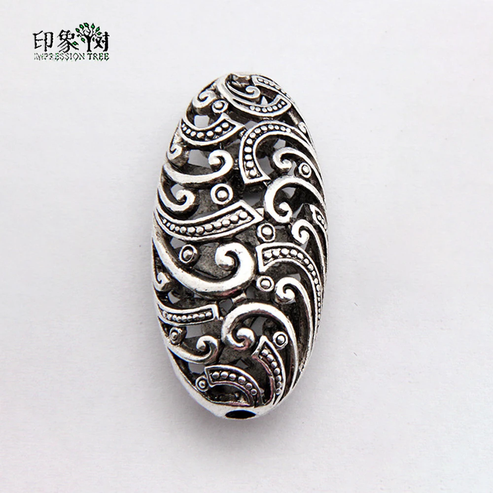 

5pcs/lot 20*40mm hollow olive-shaped Tibetan ancient silver zinc alloy fittings for diy handmade Jewelry making supplies 703