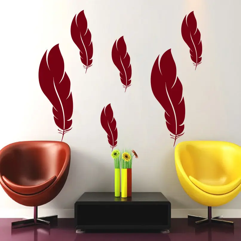 Wall Decals Feathers Fashion Living Room Bedroom Art Vinyl Sticker