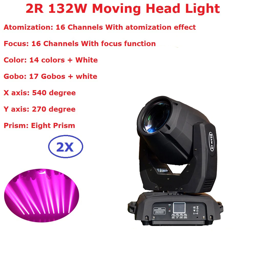 

Flightcase Pack 2R 132W OSra-m Lamp Moving Head Beam Lights Professional Lighting Shows Equipments With 17 Gobos + White