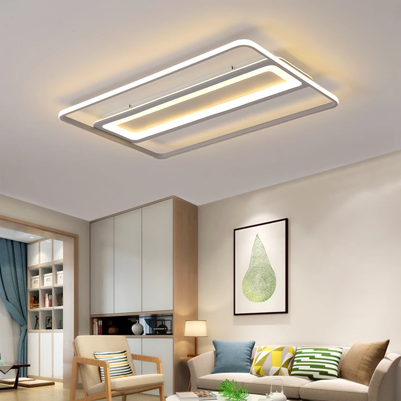 

Rectangular Modern led Ceiling Lights For living room bedroom study round / square gray aluminum Ceiling Lamp home lighting