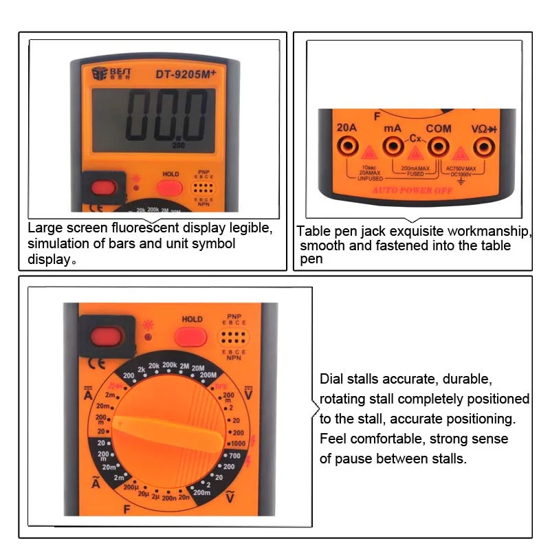 DT-9205M+ лучший цифровой мультиметр с ЖК-дисплеем, интеллектуальный Измеритель сопротивления тока, тестер er AC DC, ручной цифровой измеритель