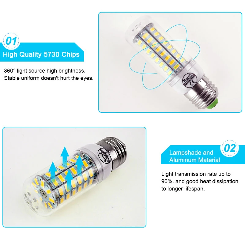 Лампада 220 В E27 Светодиодный светильник SMD5730 кукурузная лампа E14 светильник-свеча s для украшения дома люстра SMD5730 ампула умный дом светильник