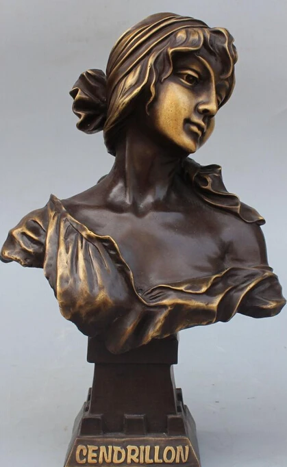 

15" Chinese Pure Bronze West Art Sexy Woman Lady Miss Belle Head Bust Statue R0711 B0403