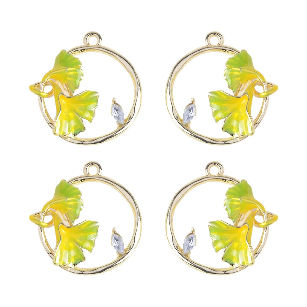 4pcs Ginkgo Leaf Charms Pendants Earrings Jewelry Findings Ornaments Kid Gift