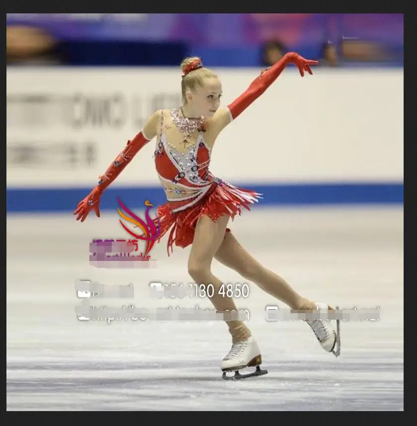 Ice Figure Skating Dresses Custom Girl Competition Skating Dress Girl red 