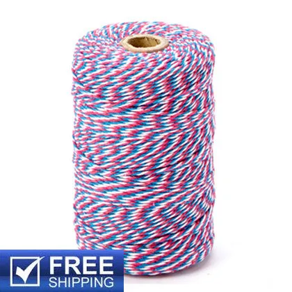 

5 Spools (110yard/spool) July 4th Patriotic Air Mail White Blue Red Cotton Bakers Twine-Pick Colors-12 ply Cords String Rope