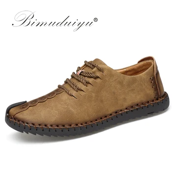 

Bimuduiyu 2017 Spring Fashion New Super Fiber Leather Soft Comfortable Men'S Casual Shoes Portable Driving Shoe Laces Flats