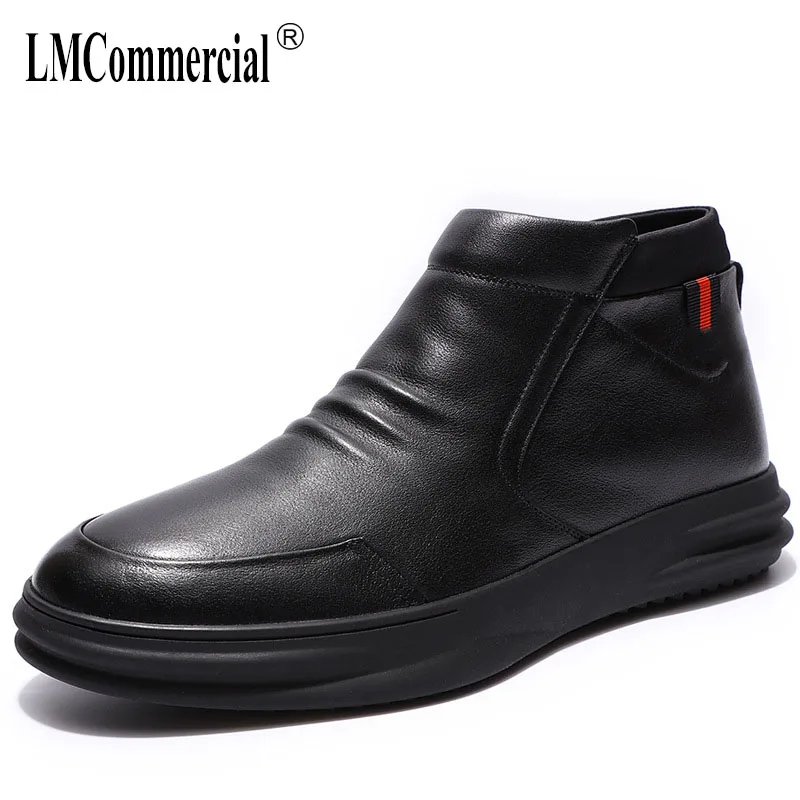 Algodón Vestido Real Genuino Ocio De Botas Negocios Mens Cuero Hombre Para Negro Los Piel Vaca Caliente Cremallera Hombres Combate q4qp1