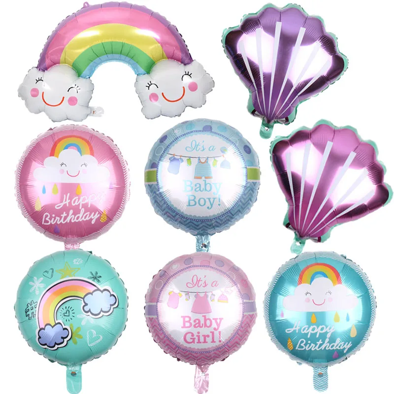

1pcs Pink purple baby shower girl boy birthday balloons hawaii shell foil balloons kid birthday party decoration Toys