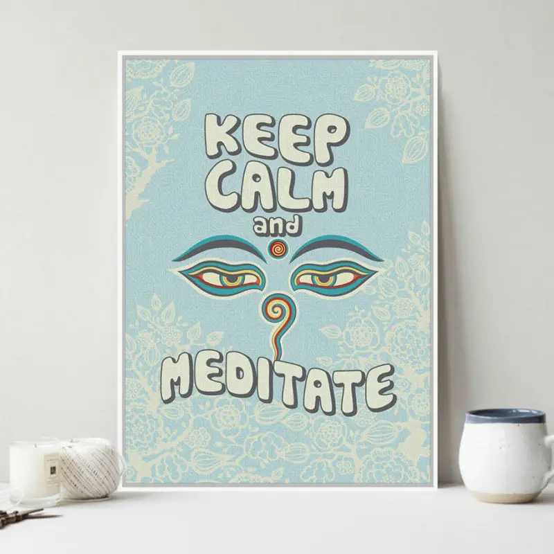 Modern Oriental Buddha Zen Motivational Typography Keep Calm Quotes A4