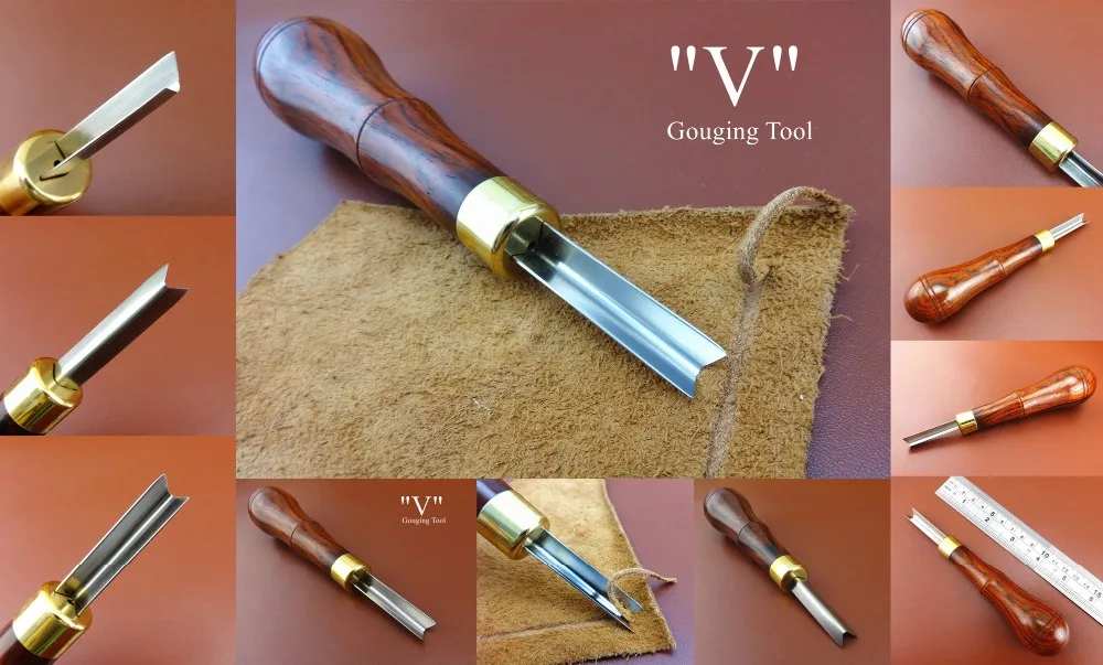 16 видов кожаного ремесла U V-Gouge режущая Складная кромка скошенная Лопата инструмент-швейная резьба штамповка нож резак удар
