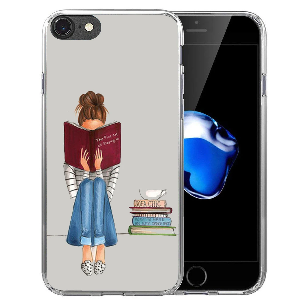 Для iPhone XS Max XR 8 7 7 плюс 6 6s 6s плюс 5SE Мягкий силиконовый чехол из термопластика стильный Париж девушка чтение книги расслабиться Coque крышка