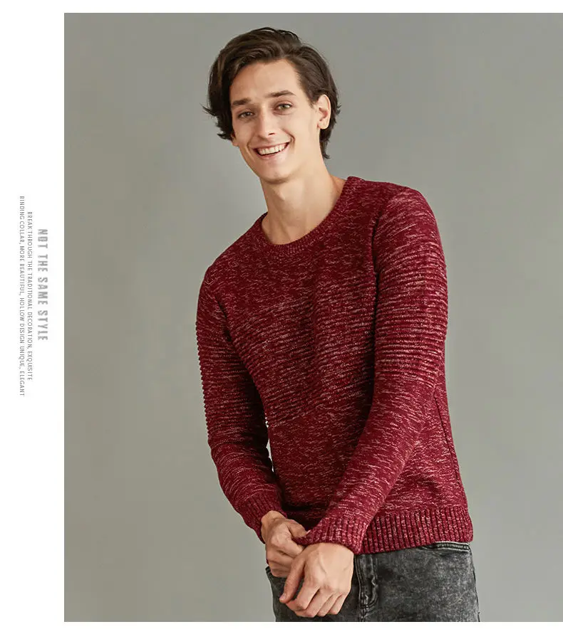 MuLs Brand Crew-Neck Sweater Men Pullover Autumn Winter Thick knit Stripe Male Sweater Jumpers Cotton O Man knitwear 2019 Spirng 8