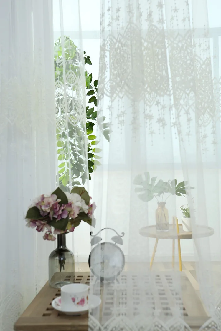 Роскошный белый тюль для спальни, домашняя декоративная занавеска с кисточками, драпировка для шторы на окна для гостиной, вуаль, чистый акцент, тюль